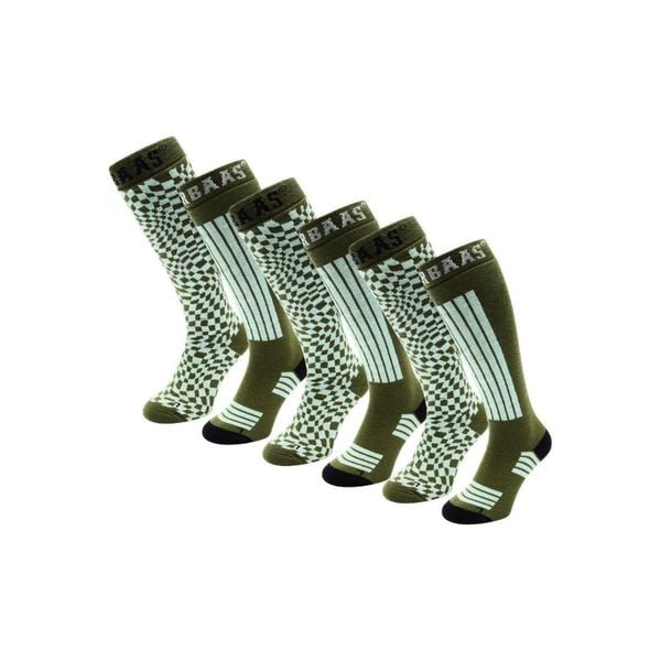 Skarpety narciarskie - unisex - 6 par - oliwkowo-zielone. Zielone skarpetki damskie POEDERBAAS, bez wzorów, z wełny. W wyprzedaży za 329.62 zł.