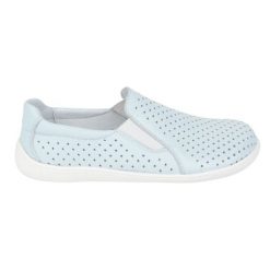 Olivier Barefoot Damskie półbuty skórzane minimalistyczne ażurowe wsuwane 1308POL błękitne niebieskie. Niebieskie półbuty damskie w ażurowe wzory, ze skóry, bez obcasa, na płaskiej podeszwie, bez zapięcia. Za 453.66 zł.