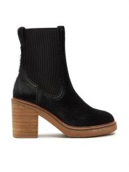 Clarks Botki Cassiano Top 26178668 Czarny. Czarne botki damskie Clarks, ze skóry, bez obcasa, na słupku, bez zapięcia. Za 659.99 zł.