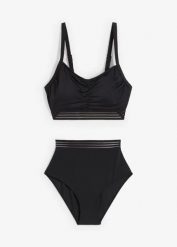 Bikini z biustonoszem bustier (2 części). Czarne bikini bonprix, z aplikacjami. Za 99.99 zł.
