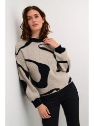 Kaffe Sweter w kolorze beżowo-czarnym rozmiar: XL. Brązowe swetry klasyczne damskie Kaffe, xl, ze splotem, bez kołnierzyka. Za 225.45 zł.
