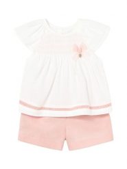 Mayoral Komplet bluzka i szorty sportowe 1212 Różowy Regular Fit. Czerwone bluzki i koszule dziewczęce Mayoral, bez wzorów, z bawełny, bez kołnierzyka, bez ramiączek. Za 189.99 zł.