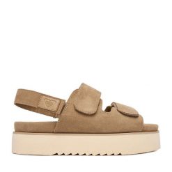 Sandały Roxy. Brązowe sandały damskie Roxy, bez wzorów, bez obcasa, na płaskiej podeszwie, bez zapięcia. Za 179.99 zł.