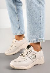 Beżowe Sneakersy z Metalicznymi Ozdobami Yaslevi. Brązowe obuwie sportowe damskie Born2be, z jeansu, bez zapięcia. Za 119.99 zł.