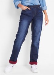 Dżinsy ocieplane Straight, mid waist. Niebieskie jeansy damskie bonprix. Za 179.99 zł.