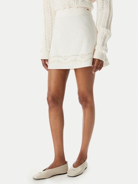 Tommy Jeans Spódnica mini DW0DW22297 Biały Regular Fit. Białe spódnice damskie Tommy Jeans, l, bez wzorów, z bawełny, mini. Za 341.99 zł.