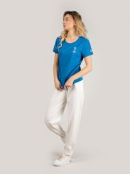 North Sails X Prada T-shirt "Foehn" | 45 2505 000 | T-shirt Foehn | Kobieta | Niebieski. Niebieskie t-shirty damskie North Sails, xxs, z aplikacjami, z poliesteru, bez kołnierzyka. W wyprzedaży za 199.00 zł.