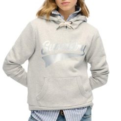 Bluza damska z kapturem Superdry Super Athletics. Szare bluzy damskie Superdry, l, bez wzorów, z kapturem. Za 337.80 zł.