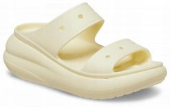 Klapki Dla Dorosłych Crocs Classic Crush. Brązowe klapki damskie Crocs, bez wzorów, z materiału, bez obcasa, bez zapięcia. Za 167.99 zł.