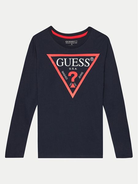 Guess Bluzka L84I29 K8HM0 Granatowy Regular Fit. Niebieskie t-shirty i koszulki chłopięce Guess, z aplikacjami, z bawełny, bez kołnierzyka, bez ramiączek. Za 49.99 zł.