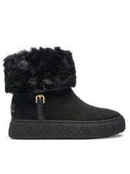 Guess Botki Uncie FLFUNC ESU10 Czarny. Czarne botki damskie Guess, z materiału, bez obcasa, na płaskiej podeszwie, bez zapięcia. Za 639.99 zł.