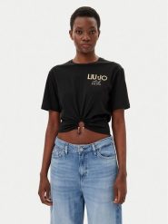Liu Jo T-Shirt WA5139 JS923 Czarny Regular Fit. Czarne t-shirty damskie Liu Jo, l, bez wzorów, z bawełny, bez kołnierzyka. Za 259.99 zł.