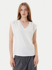 Morgan Bluzka 252-DCLO Biały Regular Fit. Białe bluzki damskie Morgan, xs, bez wzorów, z bawełny, bez kołnierzyka, bez ramiączek. Za 139.99 zł.