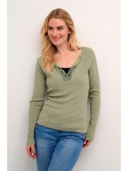 Kaffe Sweter "Maro" w kolorze khaki rozmiar: XXL. Brązowe swetry klasyczne damskie Kaffe, s, z koronki, bez kołnierzyka. Za 88.02 zł.