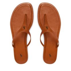 Japonki Polo Ralph Lauren. Brązowe klapki damskie Polo Ralph Lauren, bez wzorów, bez obcasa, bez zapięcia. Za 1,239.00 zł.