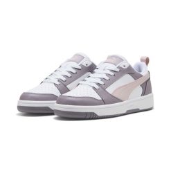 Sneakersy Rebound V6 Low PUMA White Mauve Mist Plum Jam Pink Purple. Białe obuwie sportowe damskie Puma, bez zapięcia, do koszykówki. Za 319.00 zł.