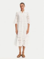 Iconique Sukienka koszulowa IC25-005 Biały Relaxed Fit. Białe sukienki damskie Iconique, bez wzorów, z bawełny, bez ramiączek. Za 379.99 zł.