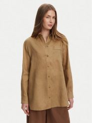 Max Mara Leisure Koszula Noel 2516111018 Brązowy Regular Fit. Brązowe koszule damskie Max Mara Leisure, bez wzorów, ze lnu, bez kołnierzyka, bez ramiączek. Za 559.99 zł.