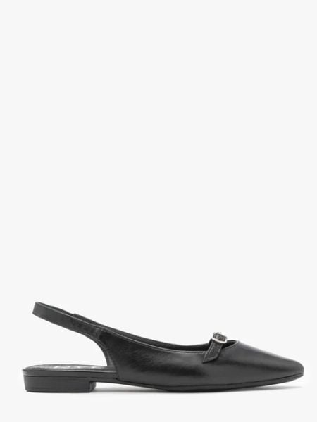 Czarne baleriny slingback. Czarne balerinki damskie Ryłko, bez wzorów, z gumy. W wyprzedaży za 269.99 zł.