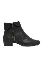 Rieker Botki CEO-Y07A8-01 Czarny. Czarne botki damskie Rieker, ze skóry, bez obcasa, na słupku, bez zapięcia. Za 399.99 zł.