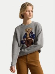 Polo Ralph Lauren Sweter 211B17771002 Szary ciemny Relaxed Fit. Szare swetry klasyczne damskie Polo Ralph Lauren, xs, z wełny, bez kołnierzyka. Za 2,899.00 zł.