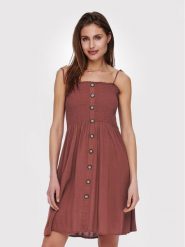 ONLY Sukienka letnia Annika 15193884 Brązowy Slim Fit. Brązowe sukienki damskie Only, bez wzorów, z wiskozy, bez ramiączek. Za 69.99 zł.