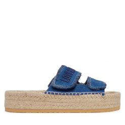 Espadryle LOVE MOSCHINO. Niebieskie espadryle damskie Love Moschino, bez wzorów, bez obcasa. Za 439.99 zł.