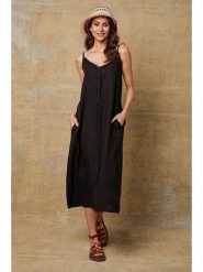 Joséfine Lniana sukienka "Louisa" w kolorze czarnym rozmiar: S. Czarne sukienki damskie Joséfine, bez wzorów, ze lnu, bez ramiączek. Za 152.99 zł.