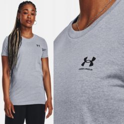 Koszulka fitness damska Under Armour Sportstyle LC. Szare bluzki damskie Under Armour, s, bez wzorów, sportowe, bez kołnierzyka, bez ramiączek. Za 129.99 zł.
