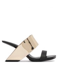 United Nude Klapki Loop Hi 1000596113 Złoty. Żółte klapki damskie United Nude, bez wzorów, ze skóry, bez obcasa, bez zapięcia. Za 1,399.00 zł.