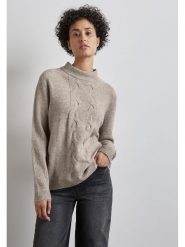 Street One Sweter w kolorze beżowym rozmiar: 40. Brązowe swetry klasyczne damskie Street One, ze splotem, bez kołnierzyka. Za 131.74 zł.