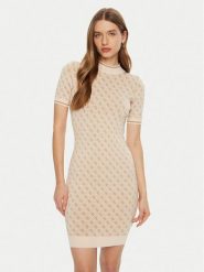 Guess Sukienka dzianinowa W3YK39 Z37K0 Beżowy Regular Fit. Brązowe sukienki damskie Guess, z aplikacjami, z dzianiny, bez ramiączek. Za 399.99 zł.