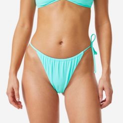 Dół kostiumu kąpielowego damski Roxy Tie Side Cheeky. Niebieskie bikini Roxy, bez wzorów, z tkaniny. Za 69.99 zł.