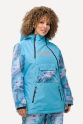 Damskie Kurtka sportowa kaptur wodoodporna dwukierunkowy zamek błyskawiczny. Niebieskie kurtki sportowe damskie Ulla Popken, plus size, bez wzorów, z materiału, z kapturem. Za 849.99 zł.