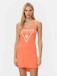 Guess Sukienka codzienna E3GP03 JA914 Pomarańczowy Regular Fit. Brązowe sukienki damskie Guess, z aplikacjami, z bawełny, bez ramiączek. Za 109.99 zł.
