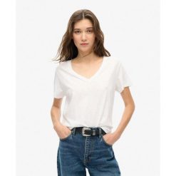 Koszulka z haftem V w slubie. Białe koszulki sportowe damskie Superdry, bez wzorów, z bawełny, bez ramiączek. Za 127.15 zł.