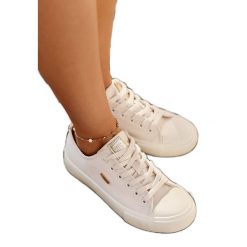 Materiałowe Trampki Damskie Big Star RR274768 Beżowe beżowy. Brązowe trampki damskie bez wzorów, z gumy, bez zapięcia. Za 207.99 zł.