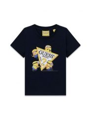Guess Kids T-Shirt 183593 Niebieski Classic Fit. Niebieskie t-shirty i koszulki chłopięce Guess Kids, z aplikacjami, bez kołnierzyka, bez ramiączek. Za 114.99 zł.