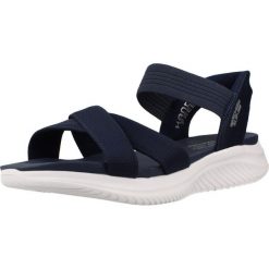 Sandały SKECHERS 119975S Niebieski. Niebieskie sandały damskie Skechers, bez wzorów, z tkaniny, bez obcasa, bez zapięcia. Za 297.99 zł.