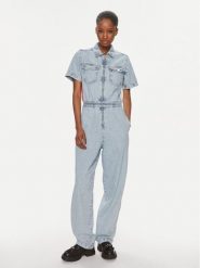 Tommy Jeans Kombinezon DW0DW18112 Niebieski Regular Fit. Niebieskie sukienki damskie Tommy Jeans, bez wzorów, z bawełny, bez ramiączek. Za 969.99 zł.