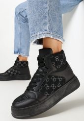 Czarne Sneakersy za Kostkę na Grubej Podeszwie Naindra. Czarne obuwie sportowe damskie Born2be, za kostkę, bez zapięcia. Za 34.99 zł.