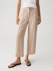 OPUS Lniane spodnie w kolorze beżowym rozmiar: 34. Brązowe spodnie materiałowe damskie Opus, bez wzorów, ze lnu. Za 187.99 zł.