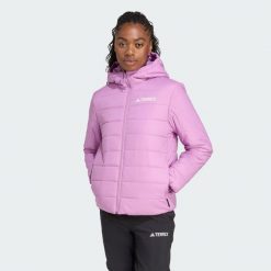 Kurtka z kapturem z ociepleniem Terrex Multi Essentials CLIMAWARM. Fioletowe kurtki damskie Adidas, uniwersalny, bez wzorów, z puchu, z kapturem. Za 439.00 zł.
