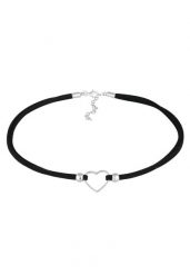 Elli Damski Choker Serce Miłość z welurem czarny ze srebra próby 925 Sterling Silver Naszyjniki 1 ct. Czarne naszyjniki damskie Elli, srebrne. Za 207.39 zł.