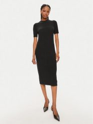 Calvin Klein Sukienka dzianinowa K20K207221 Czarny Slim Fit. Czarne sukienki damskie Calvin Klein, bez wzorów, z dzianiny, bez ramiączek. Za 359.99 zł.