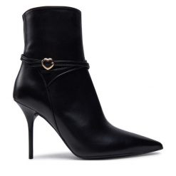 Botki LOVE MOSCHINO. Czarne botki damskie Love Moschino, bez obcasa, na szpilce, bez zapięcia. Za 1,209.00 zł.