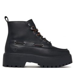 Trzewiki Timberland. Czarne botki damskie Timberland, street, bez obcasa, na płaskiej podeszwie, bez zapięcia. Za 779.99 zł.