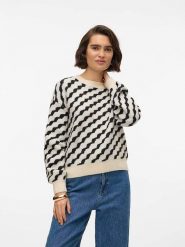 Vero Moda Sweter w kolorze kremowo-czarnym rozmiar: L. Brązowe swetry klasyczne damskie Vero Moda, l, bez kołnierzyka. Za 114.45 zł.