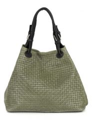 Lucca Baldi Skórzana torebka "Fosdinovo" w kolorze zielono-czarnym - 45 x 37 x 15 cm rozmiar: onesize. Czarne torebki klasyczne damskie Lucca Baldi, z materiału, przez ramię, bez dodatków. Za 319.22 zł.