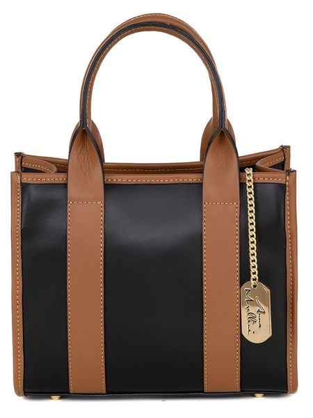 Anna Morellini Skórzana torebka w kolorze czarno-jasnobrązowym - 28 x 23 x 12 cm rozmiar: onesize. Brązowe torebki klasyczne damskie Anna Morellini, z materiału, przez ramię, bez dodatków. Za 304.99 zł.